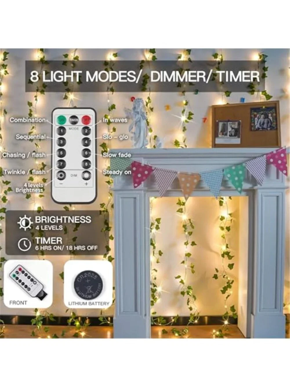 LED Vine Curtain Lights Fairy String Lights Bedroom Wall Decor Remote Control
